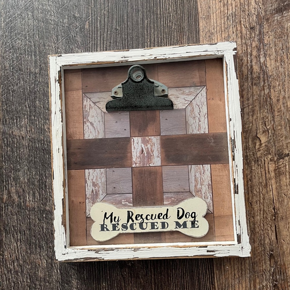 Youngs Inc My Rescued Dog Rescued Me‎ Rustic Wood Photo Clip Frame